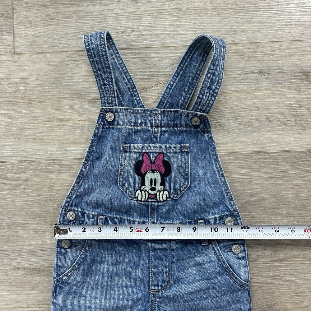 Baby Gap Disney Size 5Y Minnie Mouse Embrioded Girls Denim Overalls - Picture 9 of 11